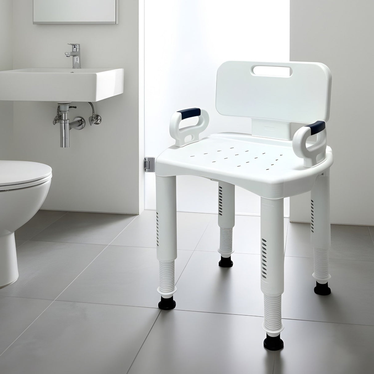 Orthonica Premium Adjustable Shower Chair with Armrests 158kg Capacity