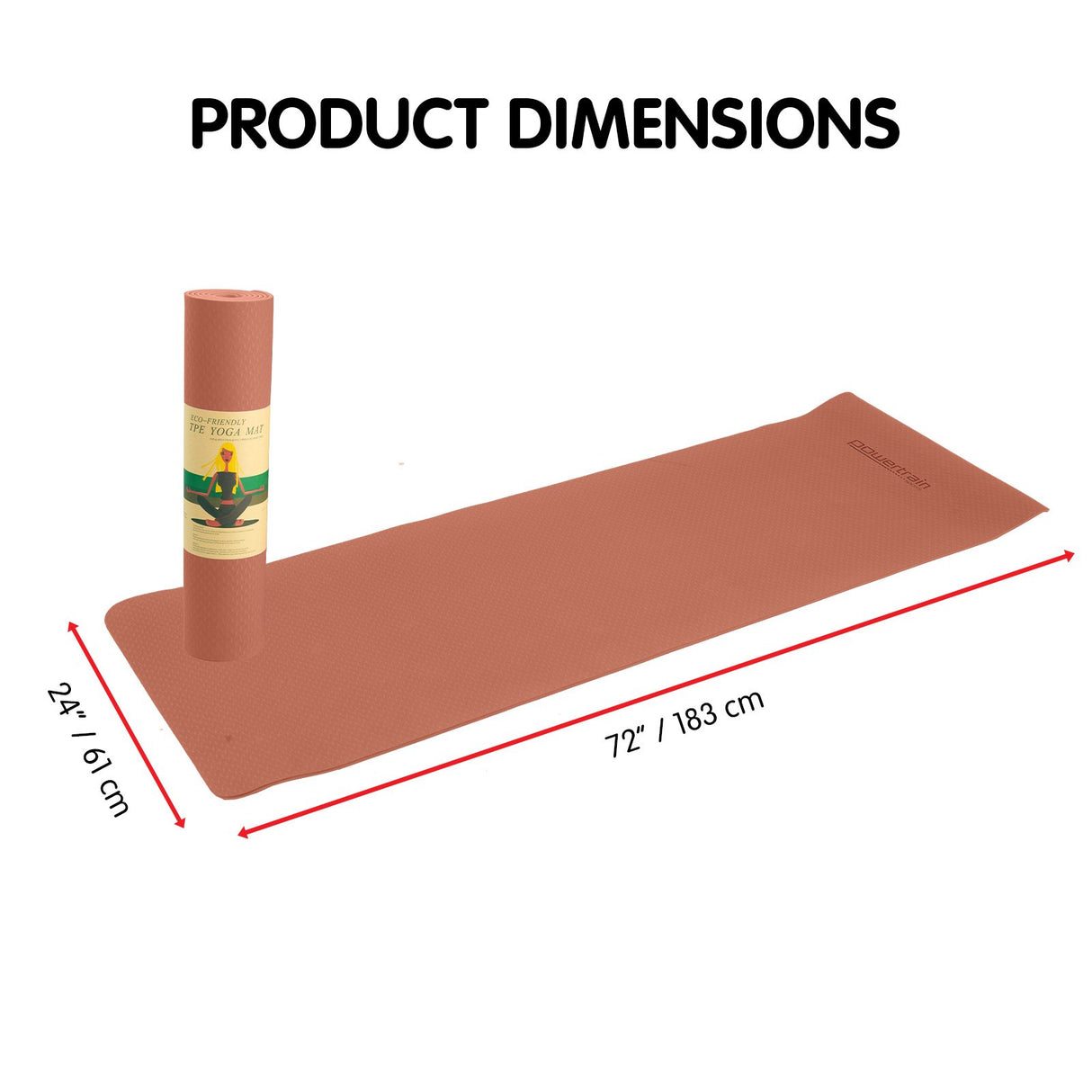 Powertrain Dual Layer 6mm Yoga Mat | Peach | Non-slip Surface And Carry Strap For Ultimate Comfort And Portability