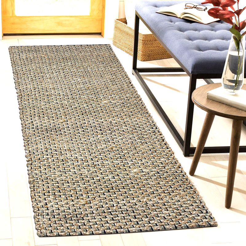 Hand Braided Jute Runner with Green Textured Weave 50 x 120 cm - Shoppers Spot Floor Runner