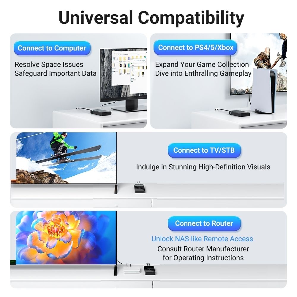 ACASIS EC-5351C 3.5" SATA HDD Protocols Enclosure - USB3.2 Gen1 5Gbps Max 30TB with AC Power Supply