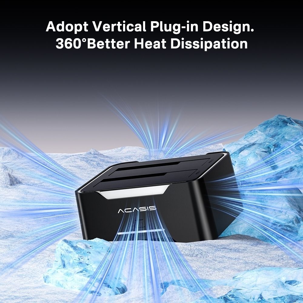 Acasis EC-6104 Dual Bay 2.5/3.5" Sata HDD SSD Enclosure USB 3.2 5Gbps 60TB.