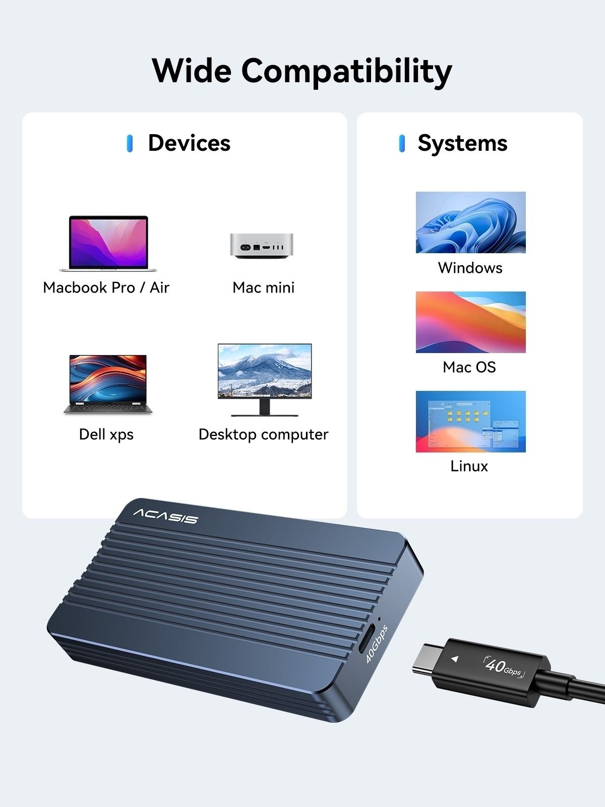 ACASIS TBU Gbps hard drives, model TBU405Air.