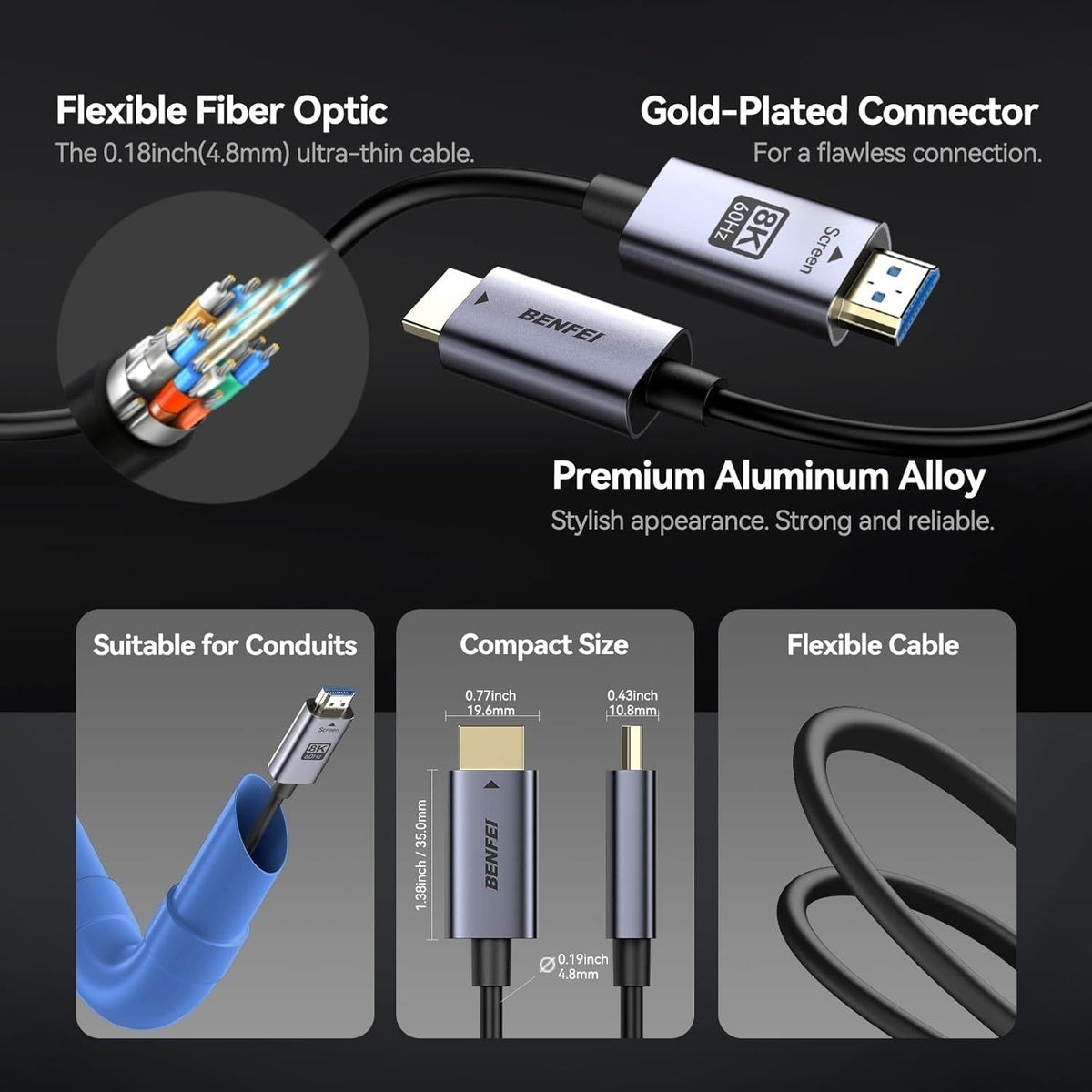 Fibre optic cable, 100ft.