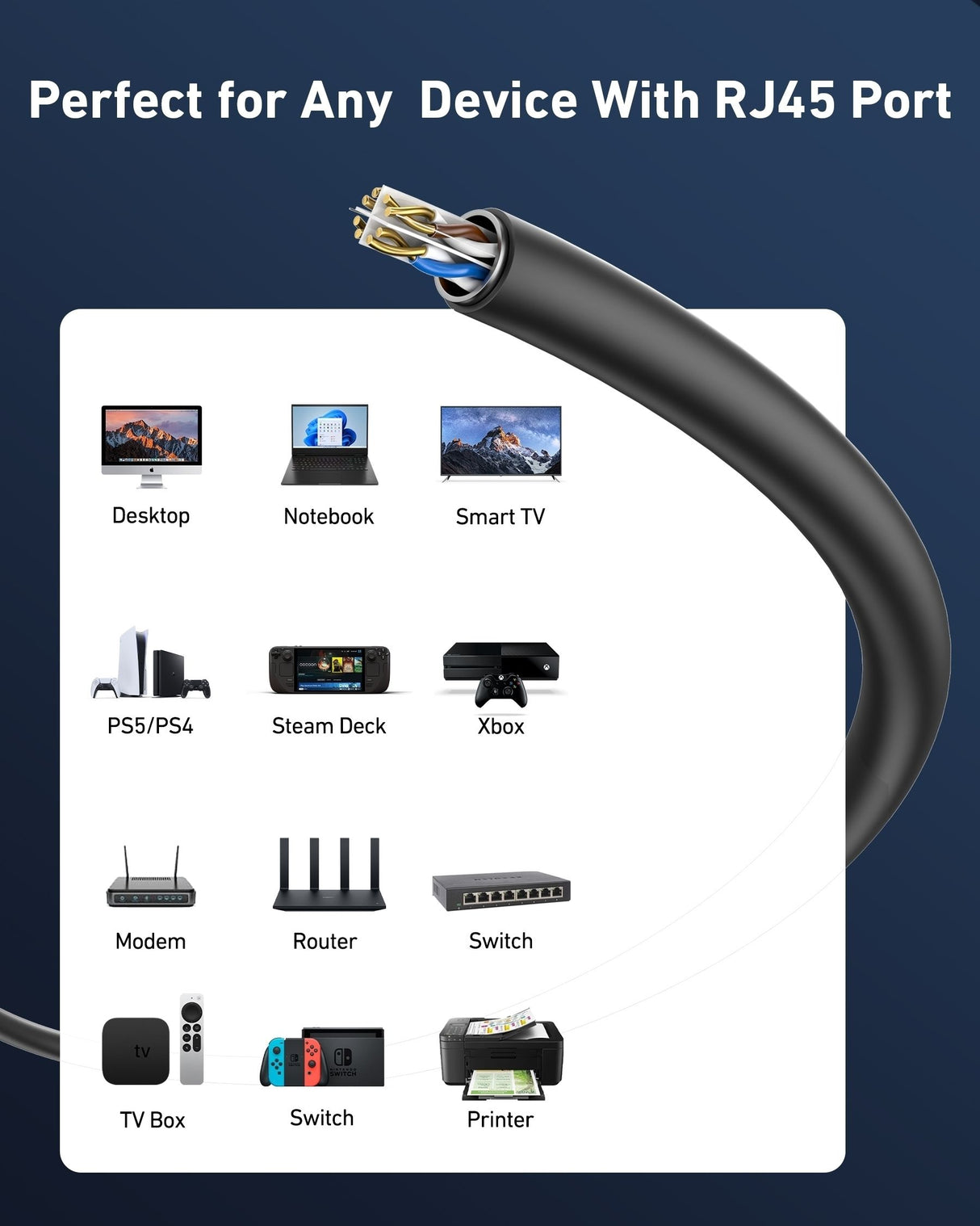 BENFEI 000704BK-305MS Pure Copper Cat 6 Cable 305M-Waterproof Black PE+PVC (Shielded) Double-Layer Jacket