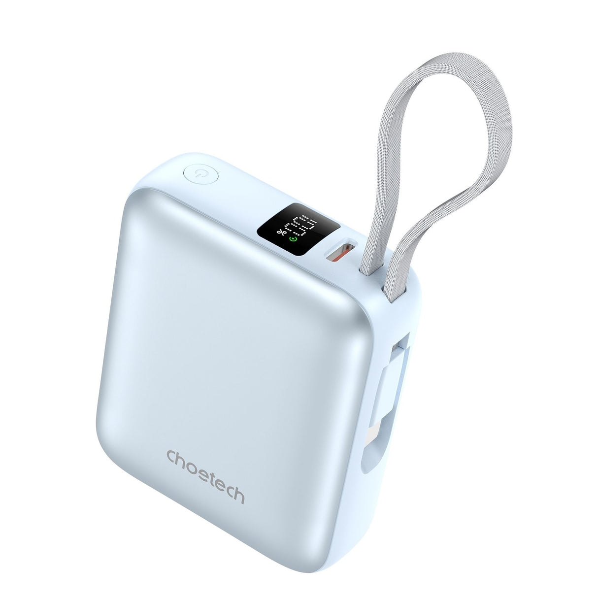 CHOETECH B832-BL Mini 35W 10,000mAh Power Bank with LED Display + USB-C Cable Light Blue