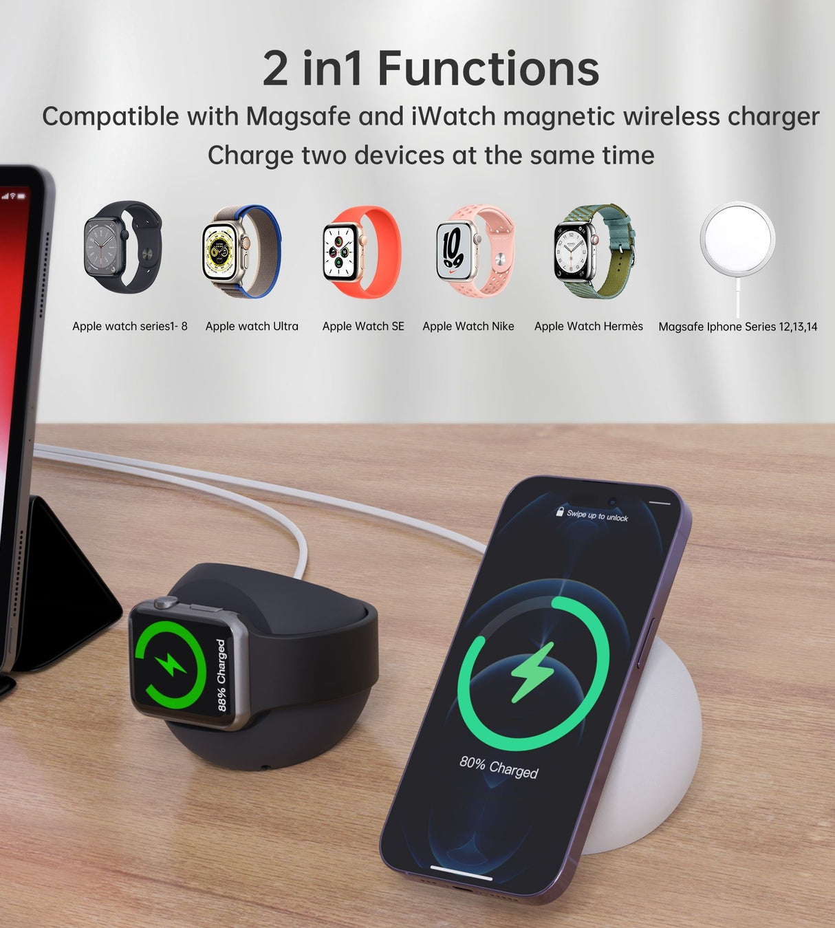 CHOETECH H050-W Magnetic Holder for iPhone 12/13/14 /15 Series and iWatch (White)
