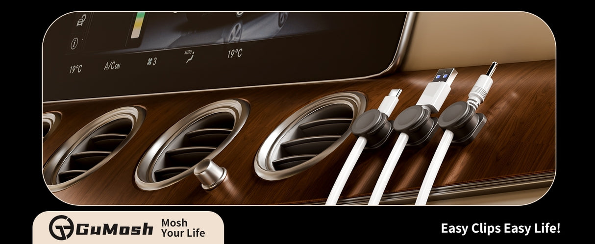 CHOETECH MCC001-BK 6 Pack Professional grade Magnetic Lock Cord Holder Clips Black