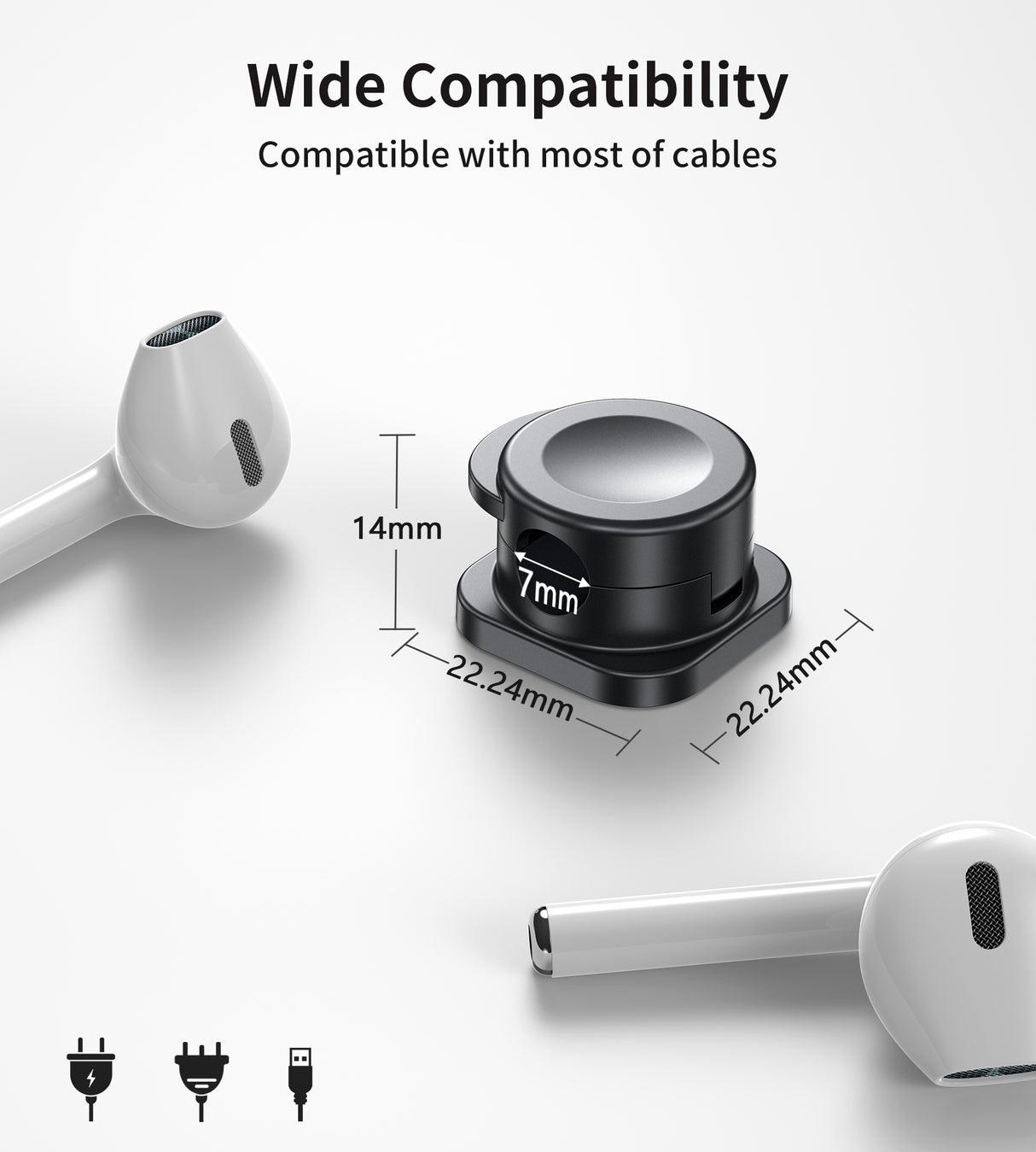 CHOETECH MCC001-WH 6 Pack Professional grade Magnetic Lock Cord Holder Clips White