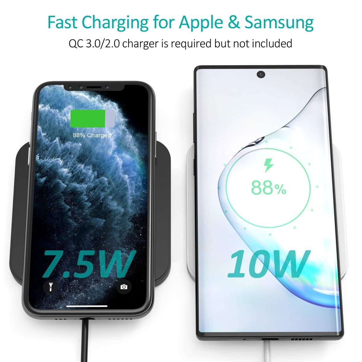 CHOETECH T511BW Fast Wireless Charging Pad Black And White 2 Pack