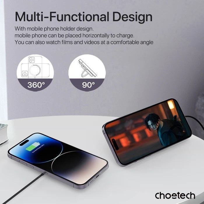 CHOETECH T697-F 15W/7.5W/5W magnetic charger for iPhone, Air Pods and more 1.5M Black