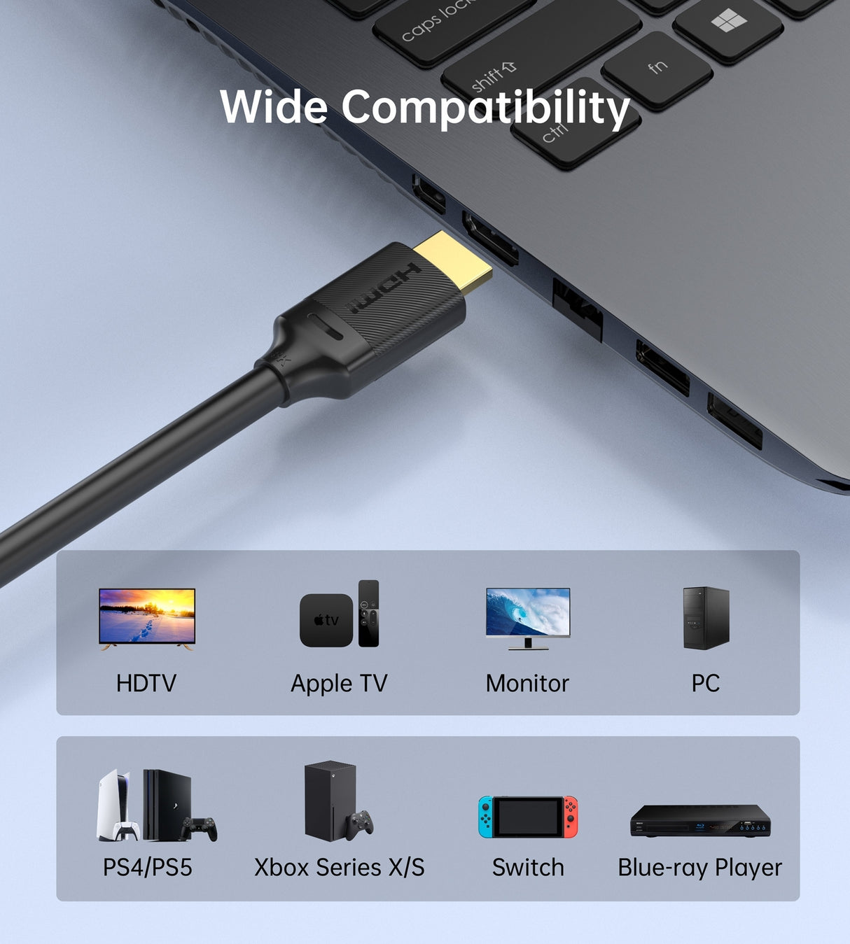 CHOETECH XHH-TP20 8K HDMI 2.1 Cable 8K@60Hz 48Gbps 2M Braided Cable - Black