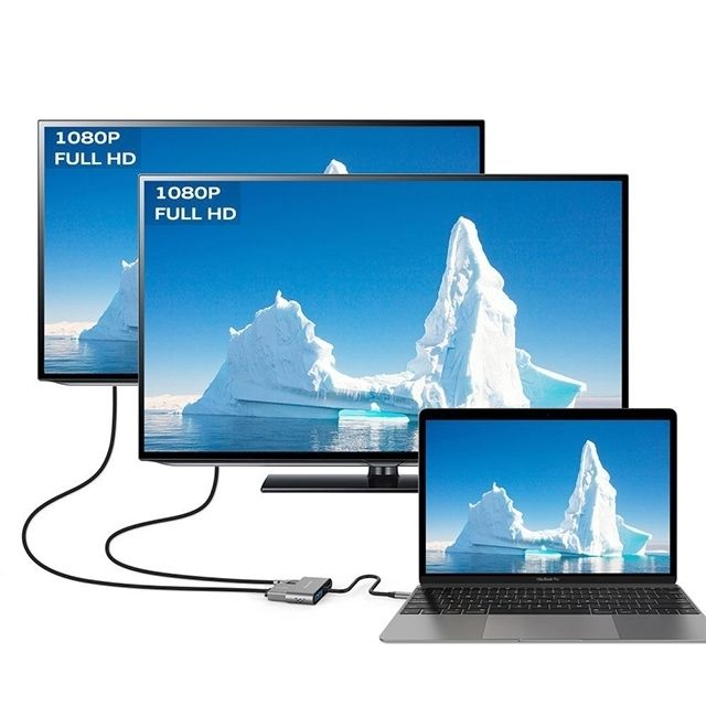 INTACT 9837T 4-in-1 USB-C Adapter HDMI +VGA + USB3.0 + USB-C (PD)