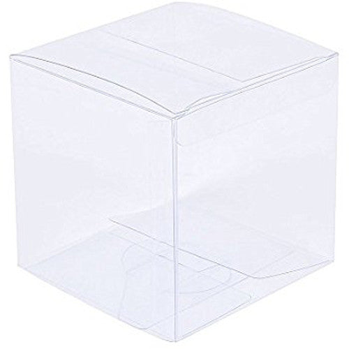50 Pack of 9cm Sqaured Cube Gift Box - Product Showcase Clear Plastic Shop Display Storage Packaging Box