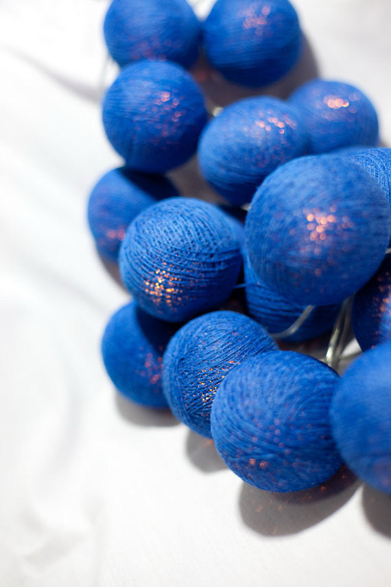 50 Ball Dark Blue LONG 5m String Light Battery Box 5cm Cotton Ball Christmas Birthday Boy Special Occasion Decoration