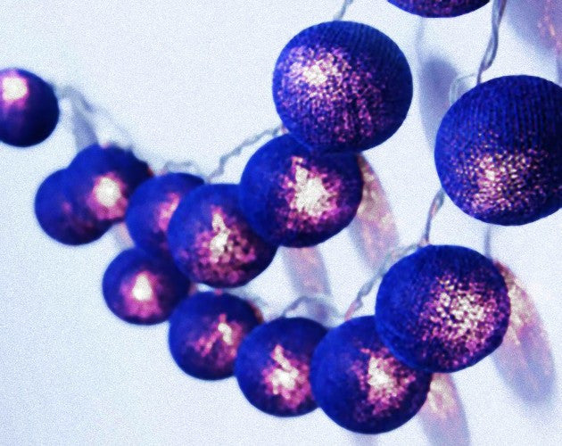 50 Ball Dark Blue LONG 5m String Light Battery Box 5cm Cotton Ball Christmas Birthday Boy Special Occasion Decoration