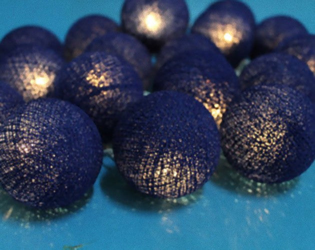 50 Ball Dark Blue LONG 5m String Light Battery Box 5cm Cotton Ball Christmas Birthday Boy Special Occasion Decoration