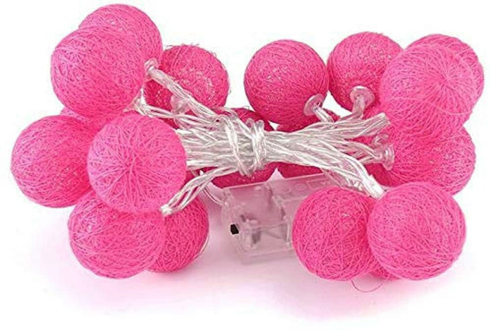 50 Ball HOT Pink LONG 5m String Light Battery Box 5cm Cotton Ball Christmas Birthday Bbay Girl Special Occasion Decoration