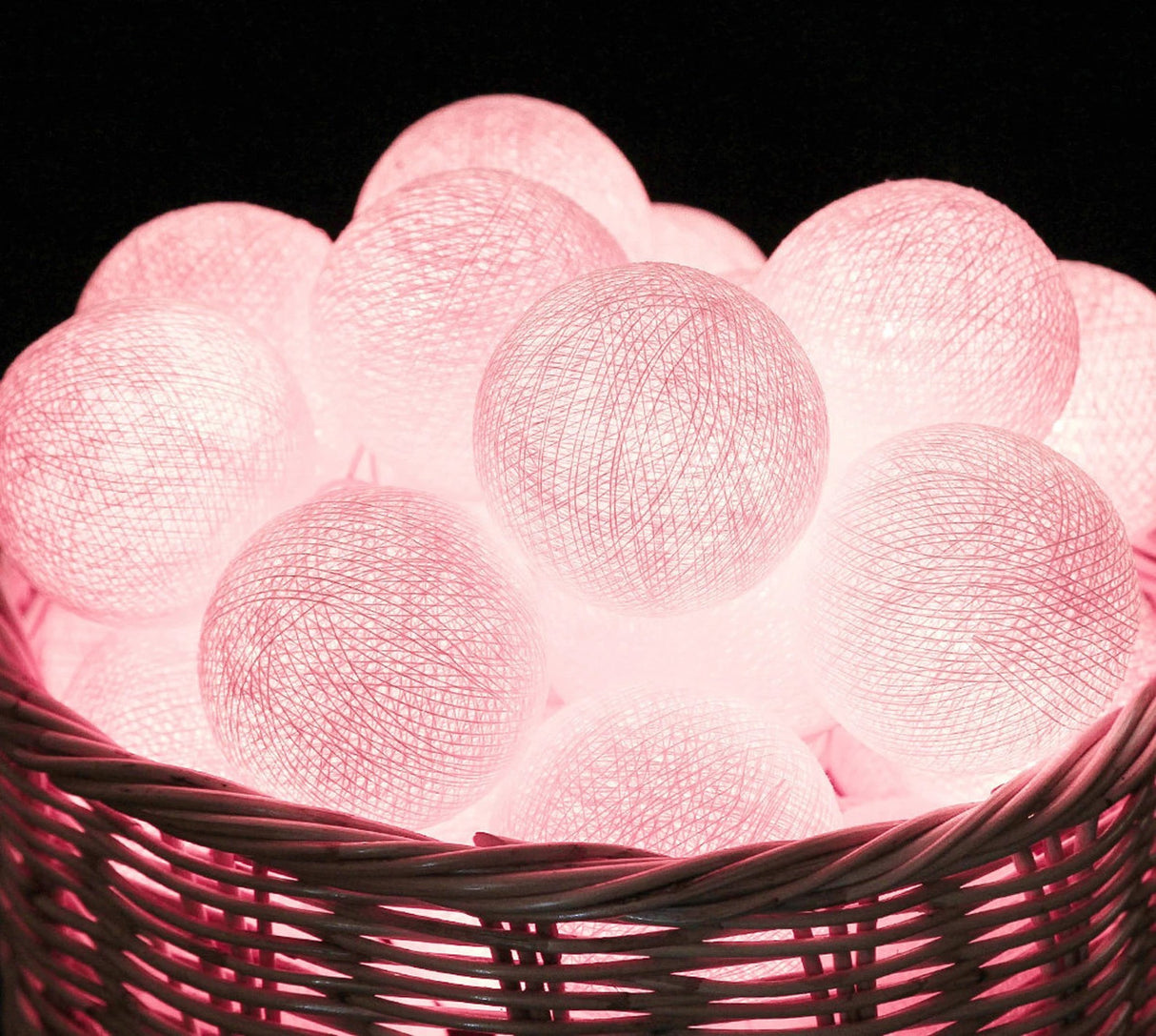50 Ball Pastel Pink LONG 5m String Light Battery Box 5cm Cotton Ball Christmas Birthday Bbay Girl Special Occasion Decoration