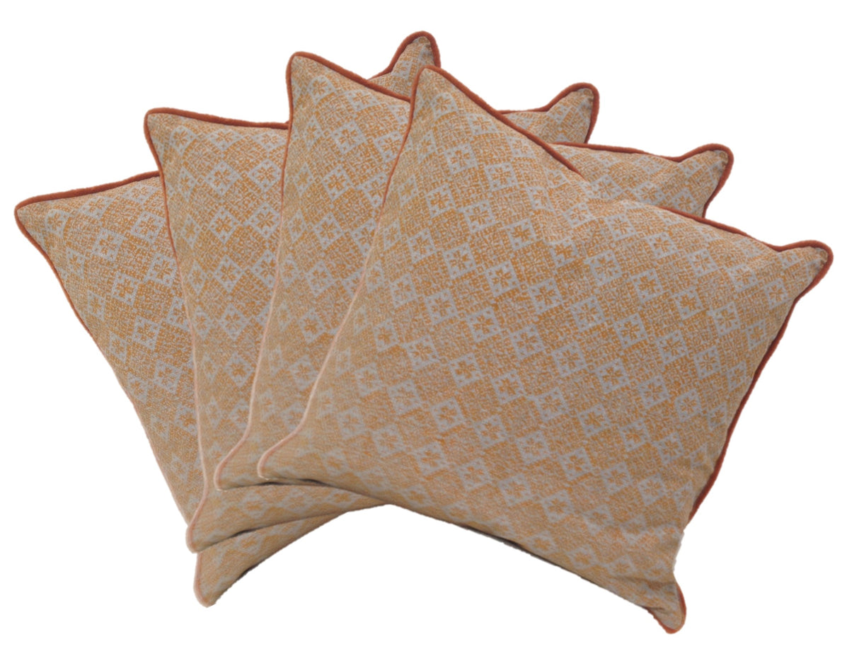 Pack of 4 Azuk Orange Grey Cushion Covers 50cm x 50cm