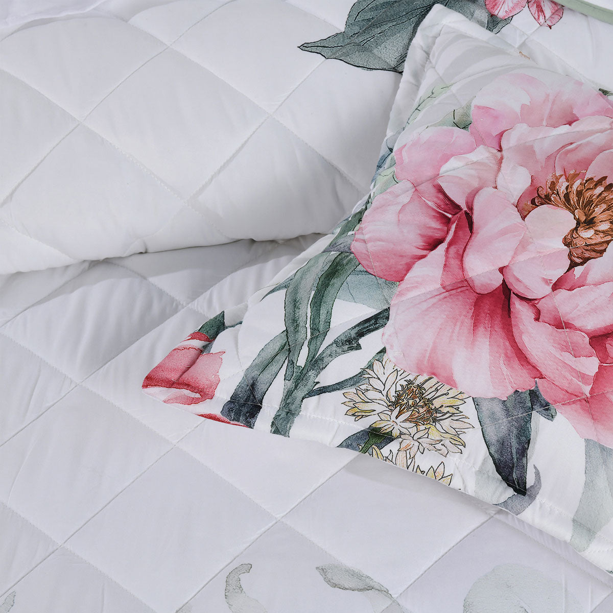 Bianca Coleraine White Floral Printed Bedspread Set King