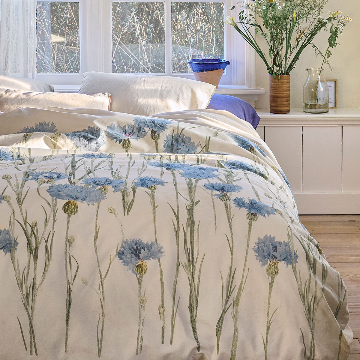 Bedding House Cornflower Sand 100% Cotton Percale Quilt Cover Set Queen