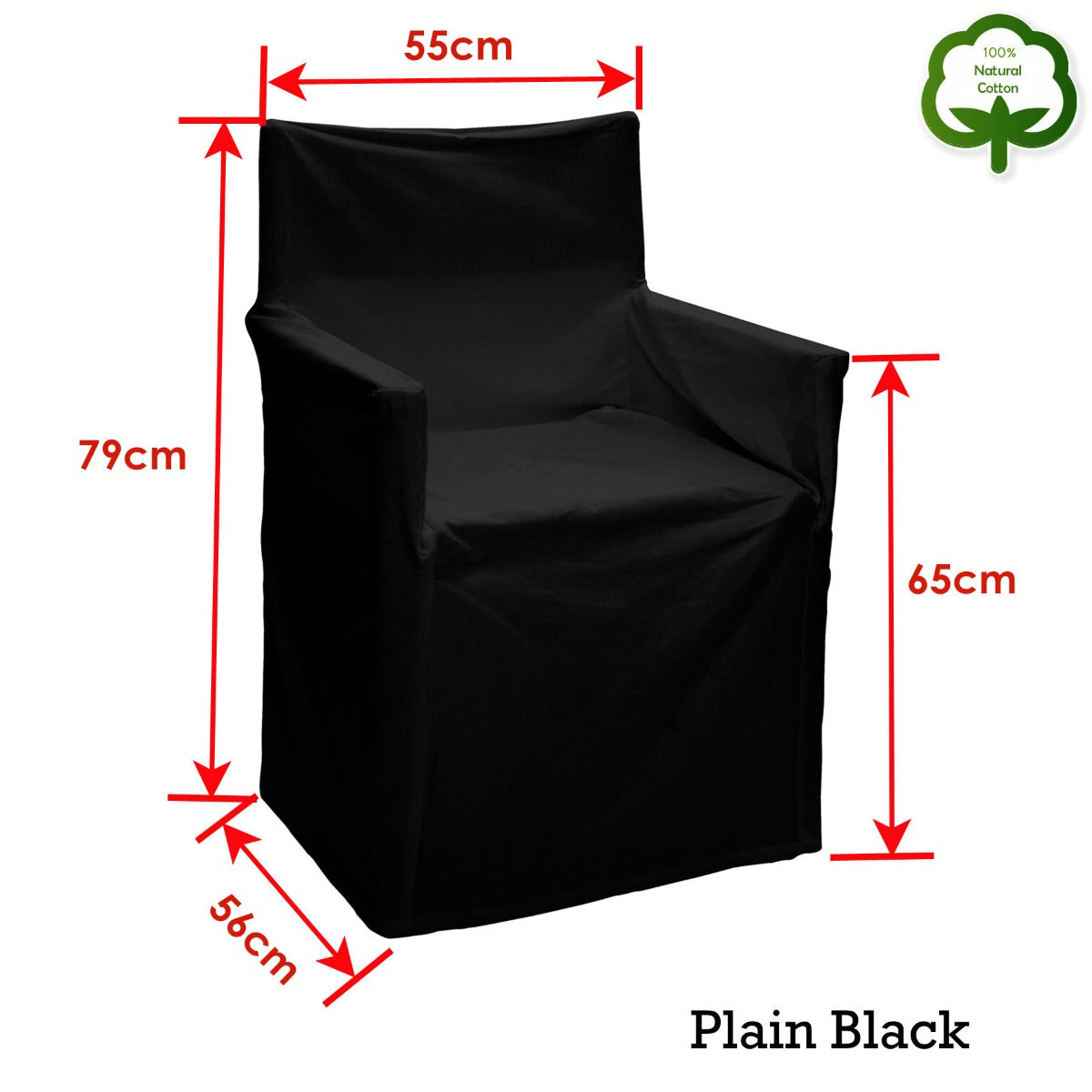 Rans Alfresco 100% Cotton Director Chair Cover Plain Black - View 2