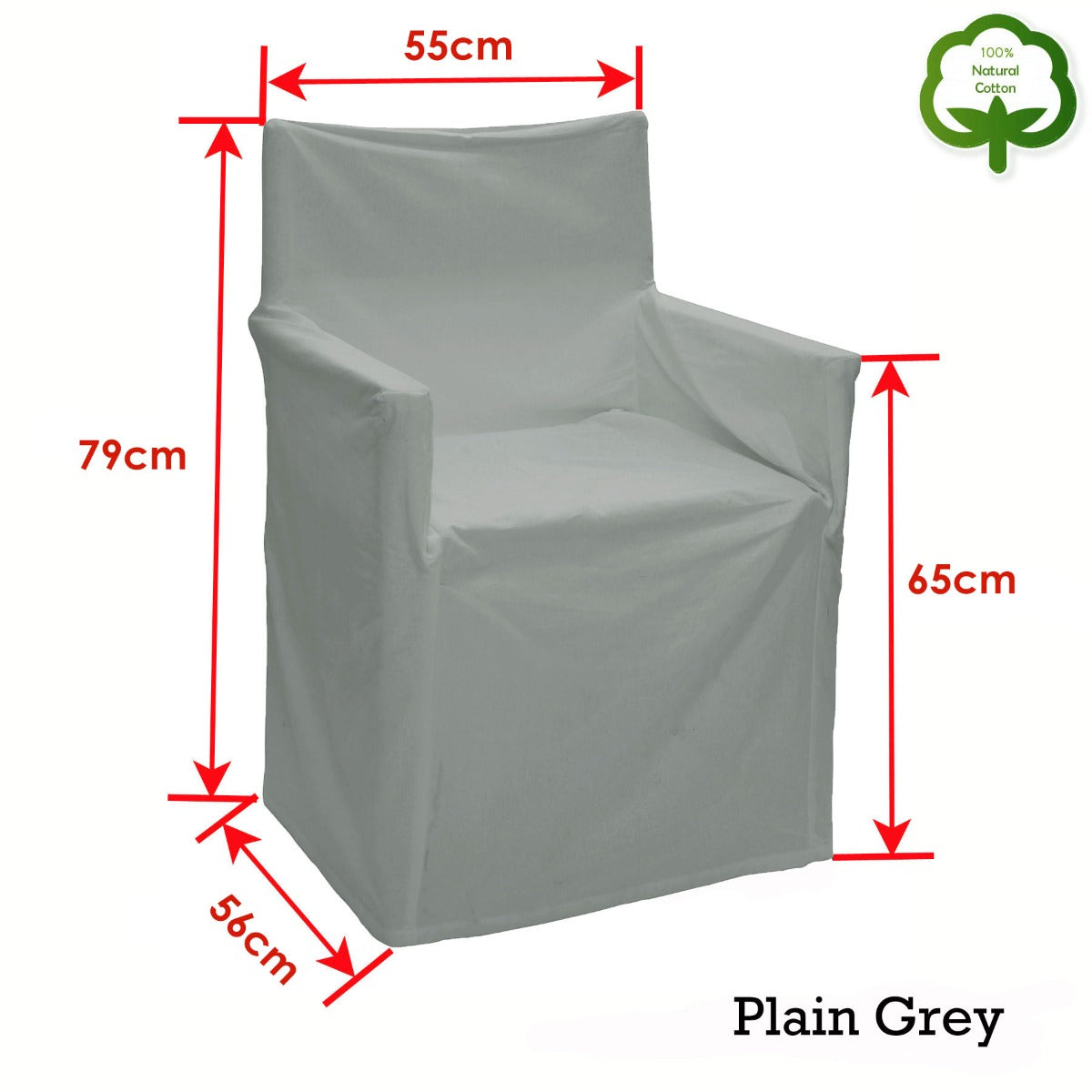 Rans Alfresco 100% Cotton Director Chair Cover Plain Grey - View 2