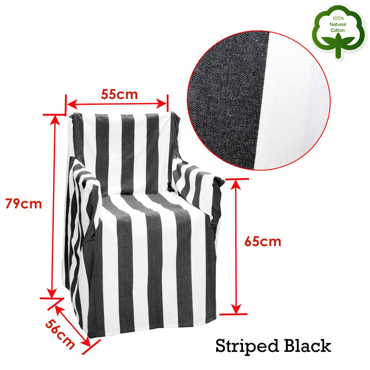 Rans Alfresco 100% Cotton Director Chair Cover Striped Black - View 2