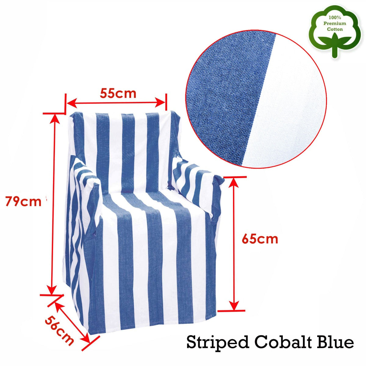 Rans Alfresco 100% Cotton Director Chair Cover Striped Cobalt Blue - View 2