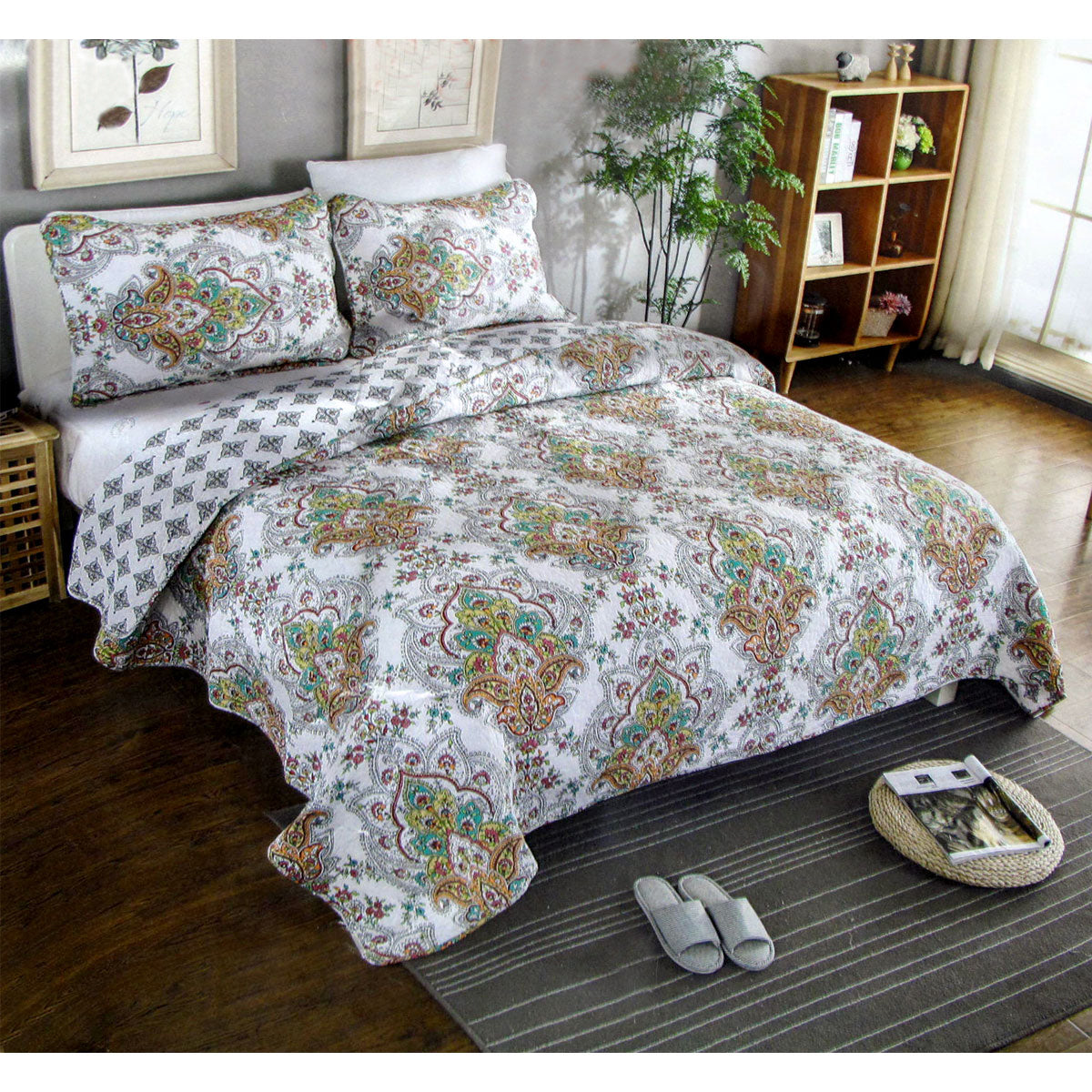 100% Cotton Cover Lightly Quilted Coverlet Set Abigail Queen