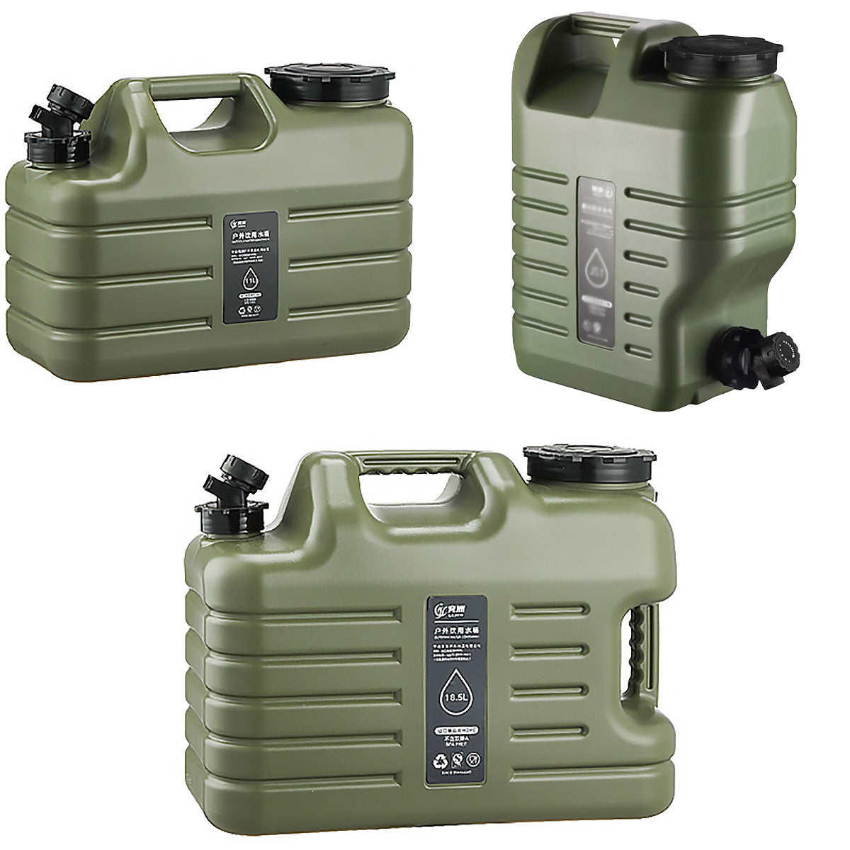 Outdoor Camping Water Storage Bucket with Faucet Portable Square Drinking Tank - 18L