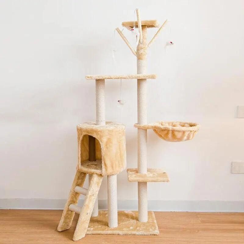 Cat Tree Scratching Post Gym House Condo Scratcher Furniture Tower - Grey-Black