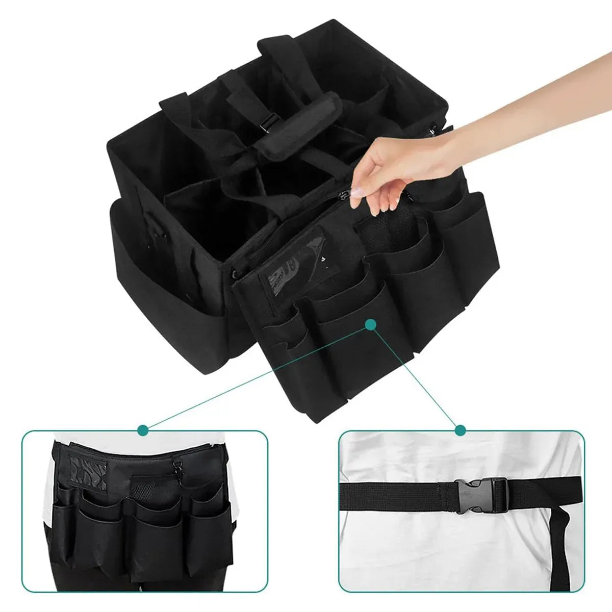 Multi Function Large Capacity Cleaning Tool Storage Bag with Adjustable Strap