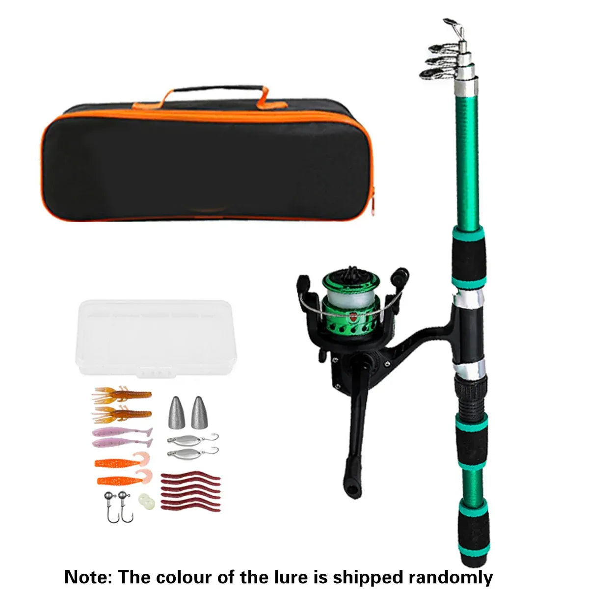 Ultra Short Pocket Portable Fishing Rod Compact Short Rod for Travel Angling - Green