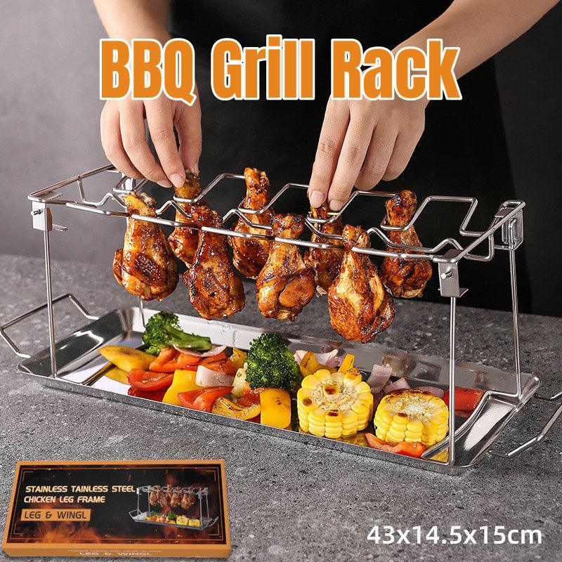 Foldable Stainless Steel Barbecue Grill Rack for Chicken Legs Outdoor Cooking