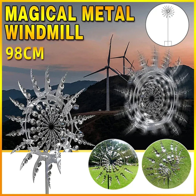 98CM Kinetic Metal Wind Spinner Garden Windmill Outdoor Sculpture Decoration