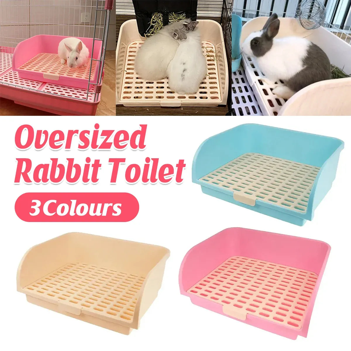 Large Rabbit Litter Box Drawer Corner Toilet for Chinchillas Hamsters Small Pets - Pink