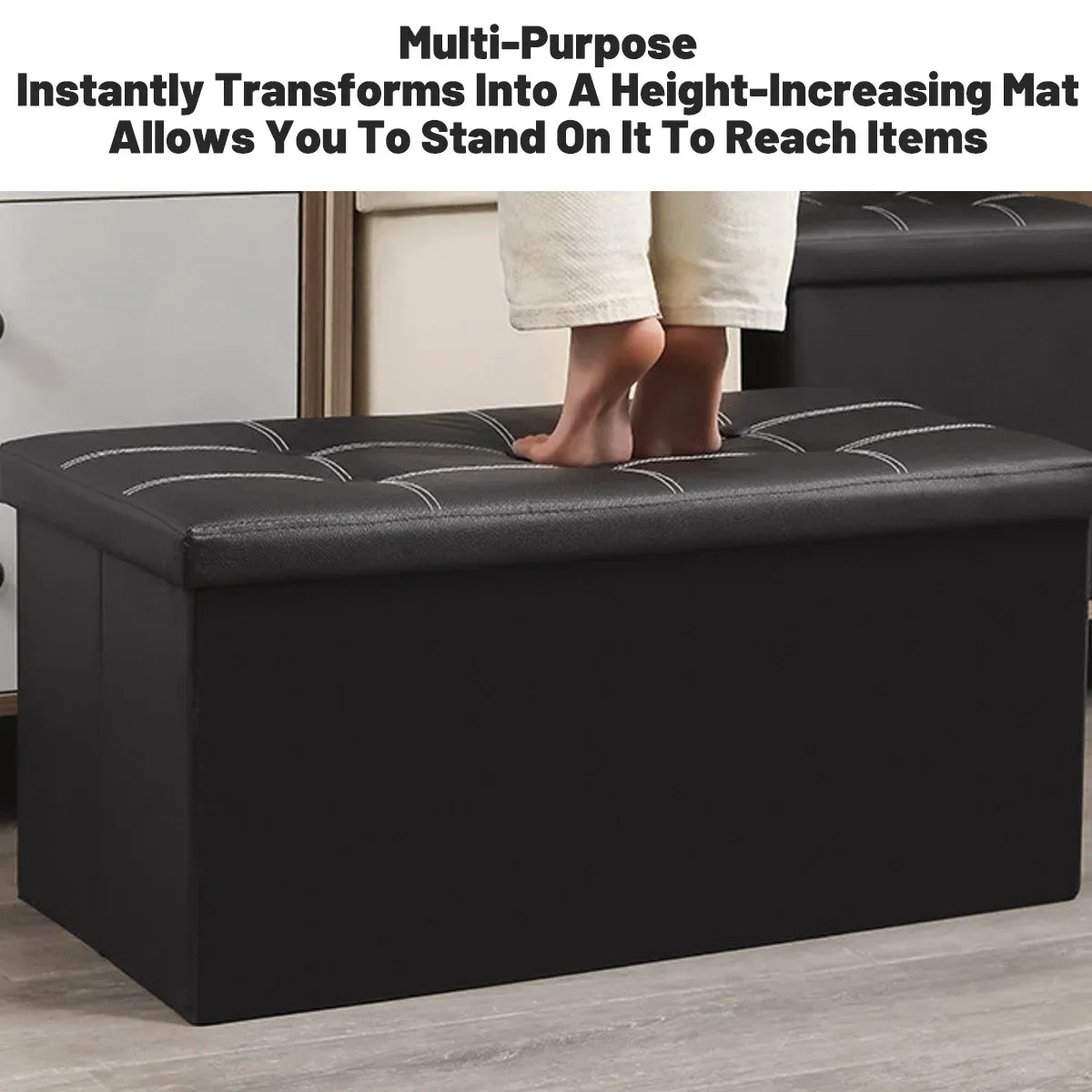 Multifunctional Foldable Storage Stool with Lid 110L Capacity Space Saving