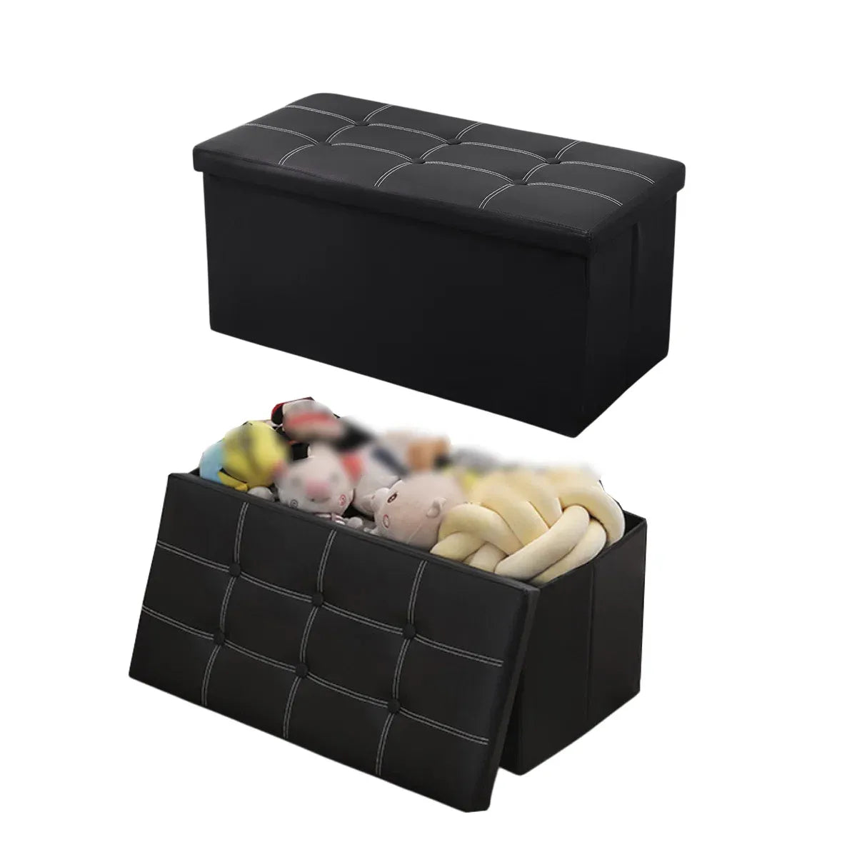 Multifunctional Foldable Storage Stool with Lid 110L Capacity Space Saving