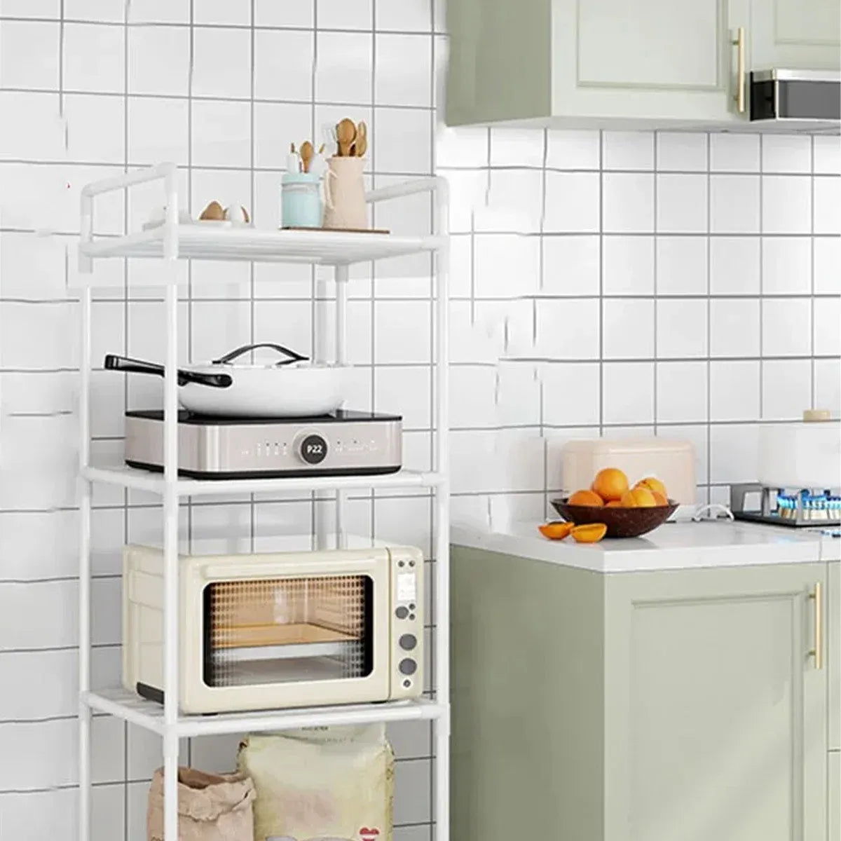 Multi-Layer Kitchen Storage Rack with Adjustable Feet and 38cm Layers