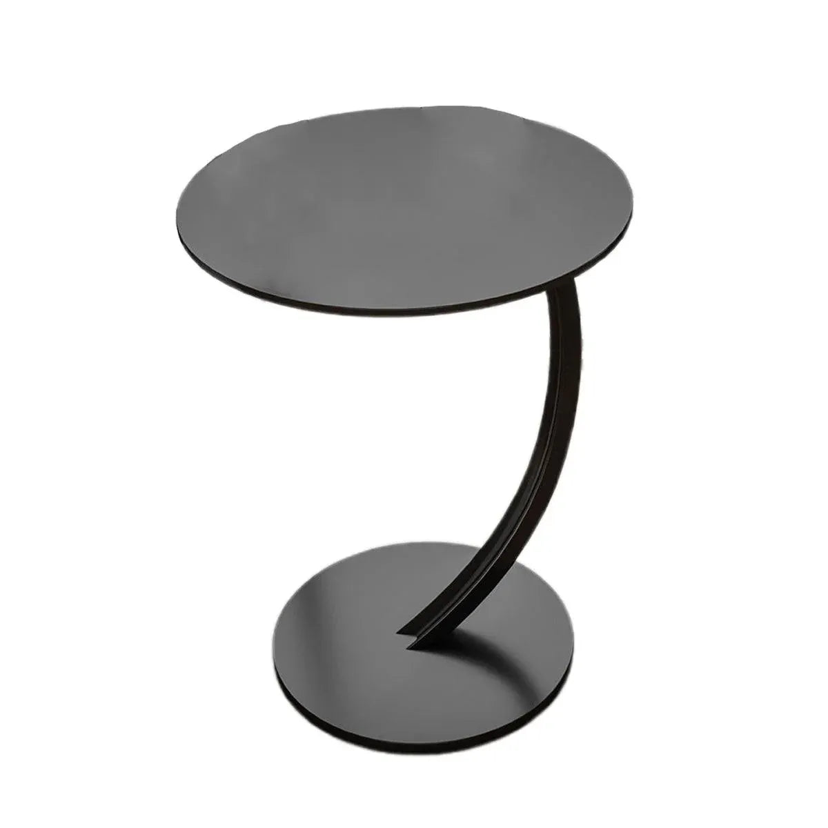 C Shaped Snack Side Table for Sofa Couch Small End Table for Living Room Bedroom - Black-Black