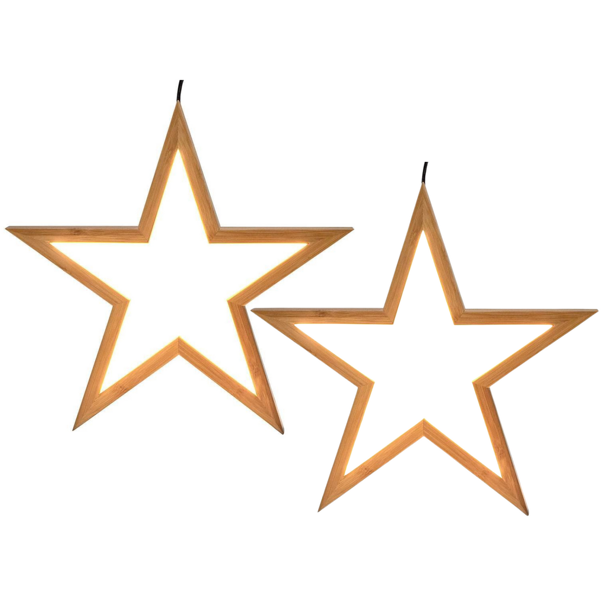 2x Large Bamboo Star LED Hanging Lamp Light Home Decor Lighting - Natural