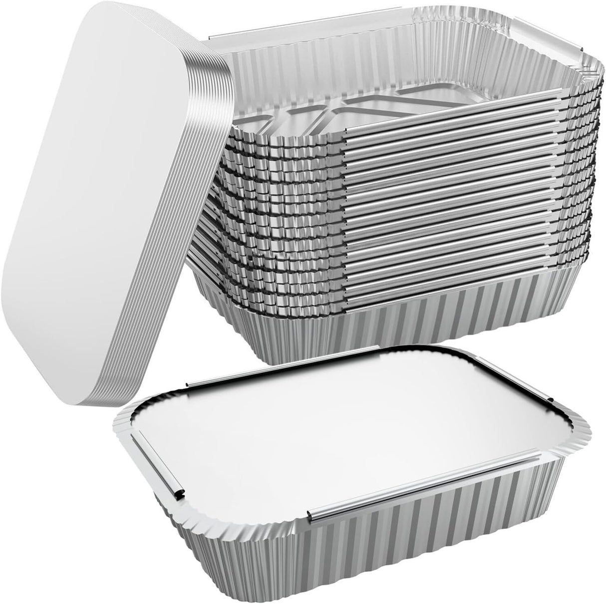 96x Aluminium Disposable Foil Food Container Trays Pans w/ Lids Covers Bulk 32cm*26cm*6.3cm