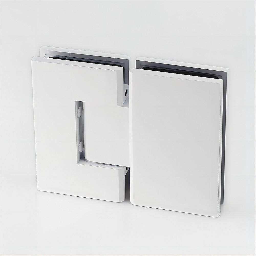 90cm Wall to Wall Frameless Shower Screen with White Brackets and SS Hinges, Round Handle