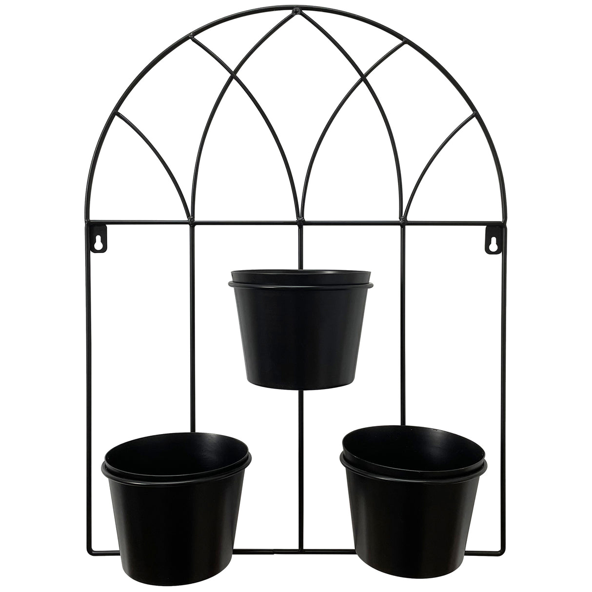 Black Arched 3 Pot Wall Planter 40x52cm