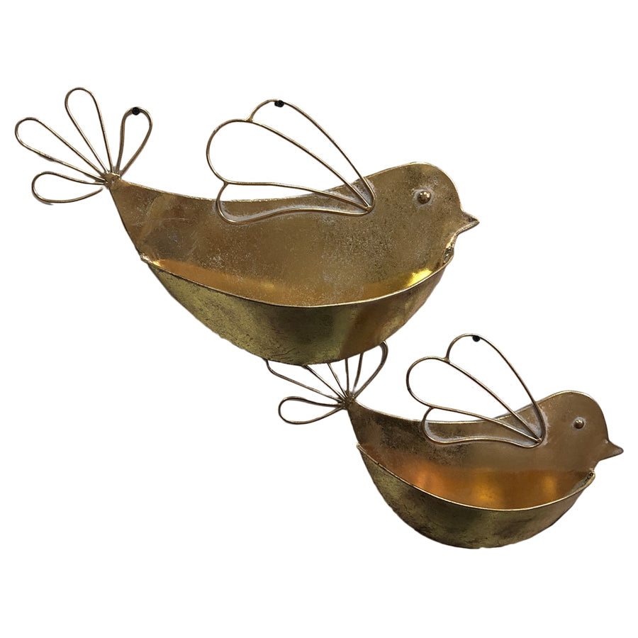 Set 2 Nested Lustre Gold Wall Planters 8x29cm