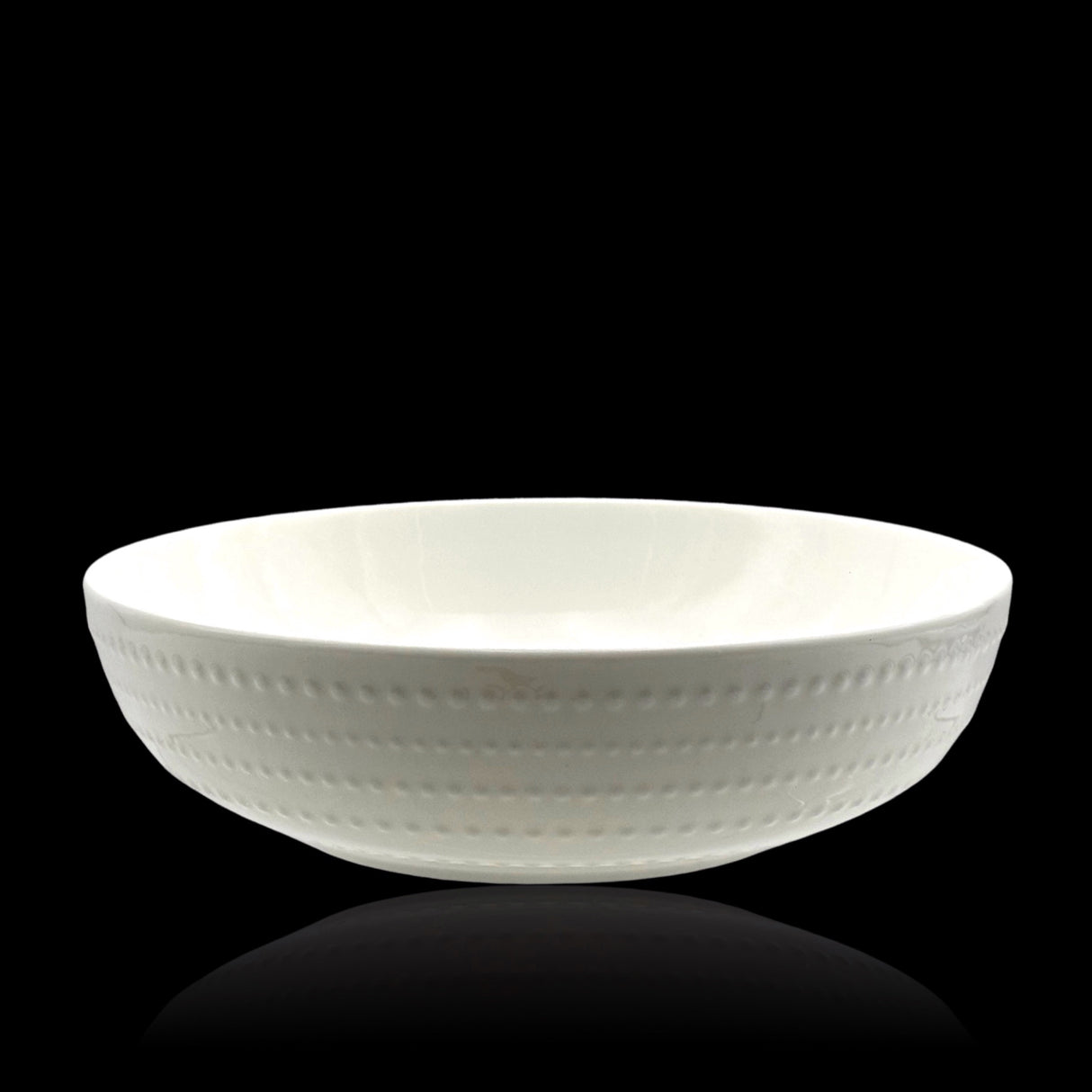 bulk 24 White Bone China Embossed Pearls Bowl 20x7cm