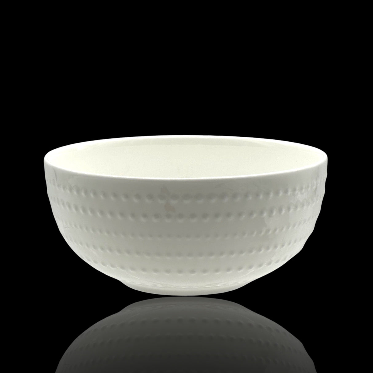 bulk 24 White Bone China Embossed Pearls Bowl 15x10cm