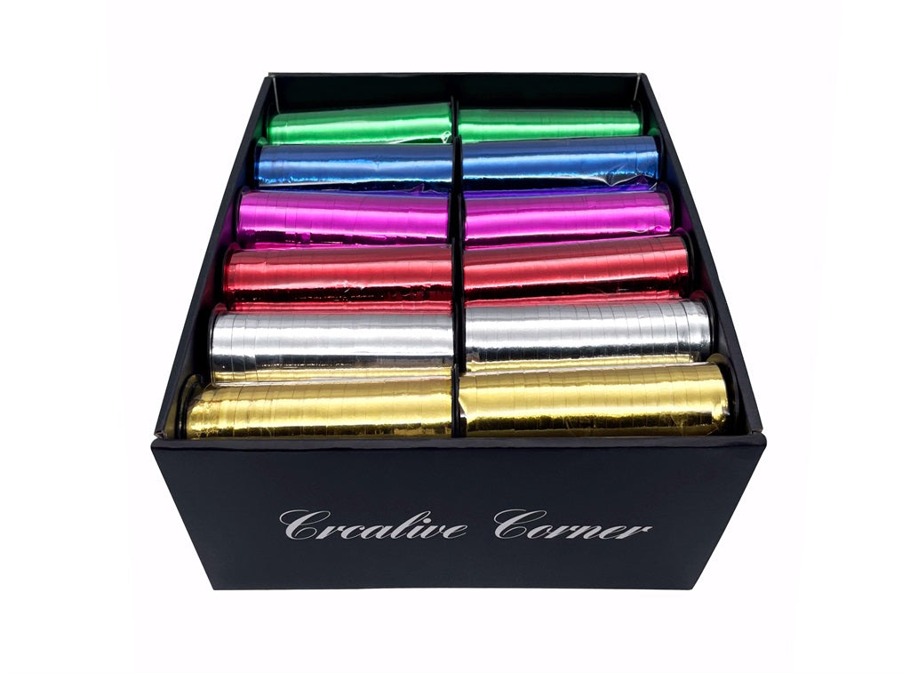 bulk 24 Metallic Curling Ribbon on Spool 5mmx70m Assort