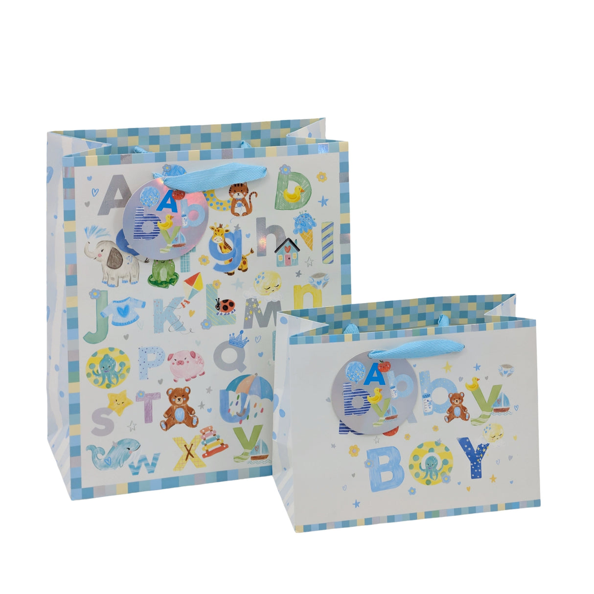 bulk 24 Medium Baby Boy Gift Bag 2 Asst 23cm
